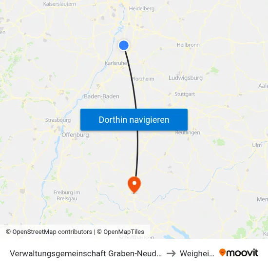 Verwaltungsgemeinschaft Graben-Neudorf to Weigheim map