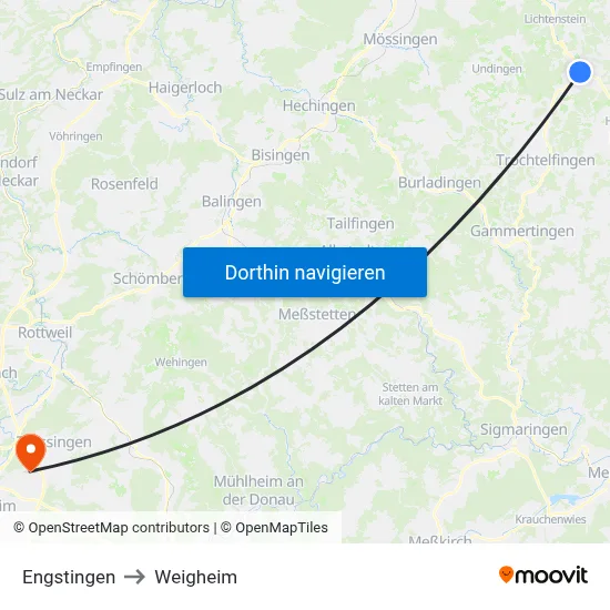 Engstingen to Weigheim map