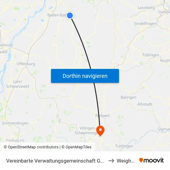 Vereinbarte Verwaltungsgemeinschaft Gernsbach to Weigheim map