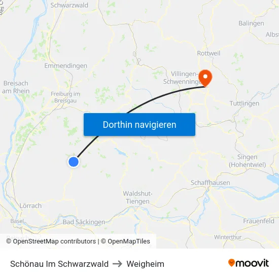 Schönau Im Schwarzwald to Weigheim map