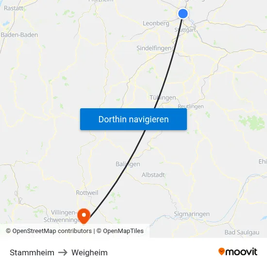 Stammheim to Weigheim map