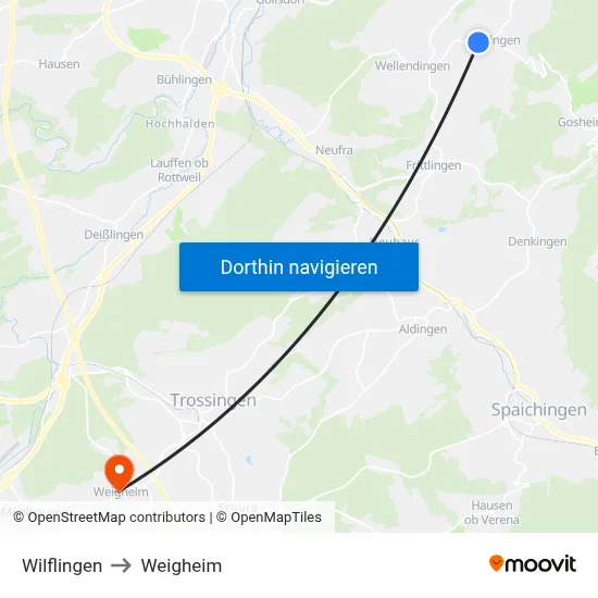 Wilflingen to Weigheim map