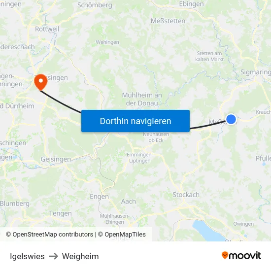 Igelswies to Weigheim map