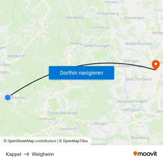 Kappel to Weigheim map