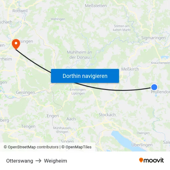 Otterswang to Weigheim map
