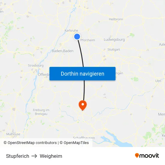 Stupferich to Weigheim map
