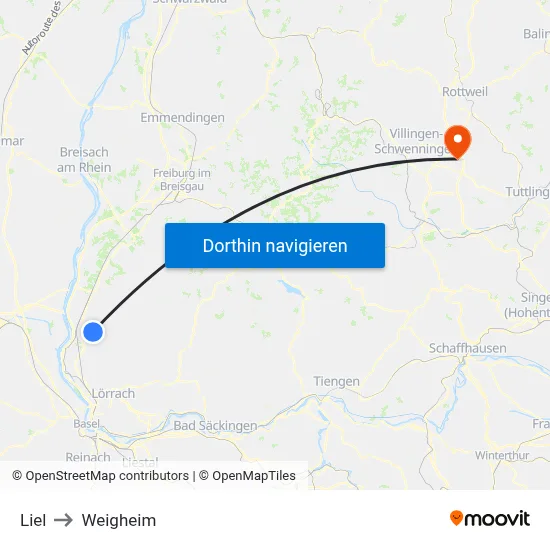 Liel to Weigheim map