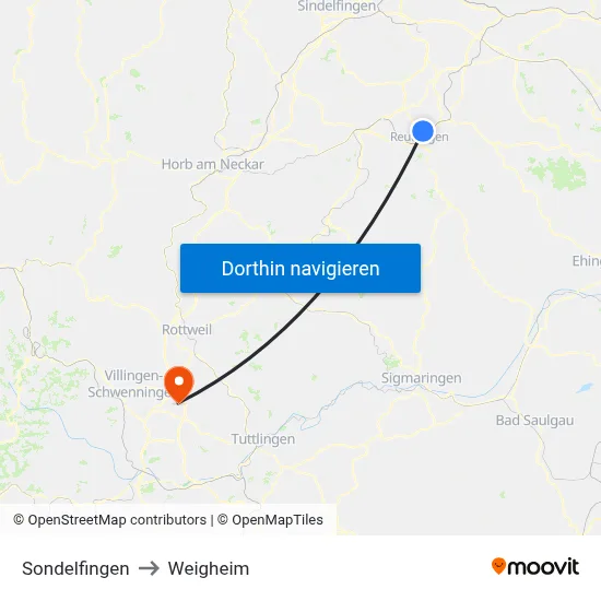 Sondelfingen to Weigheim map