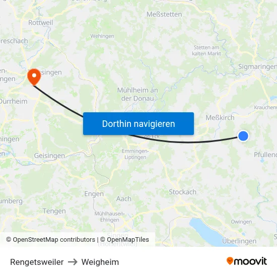 Rengetsweiler to Weigheim map
