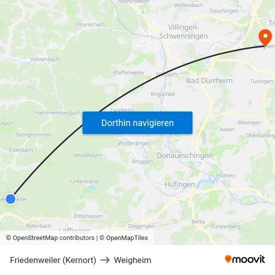 Friedenweiler (Kernort) to Weigheim map