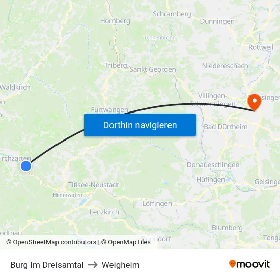 Burg Im Dreisamtal to Weigheim map