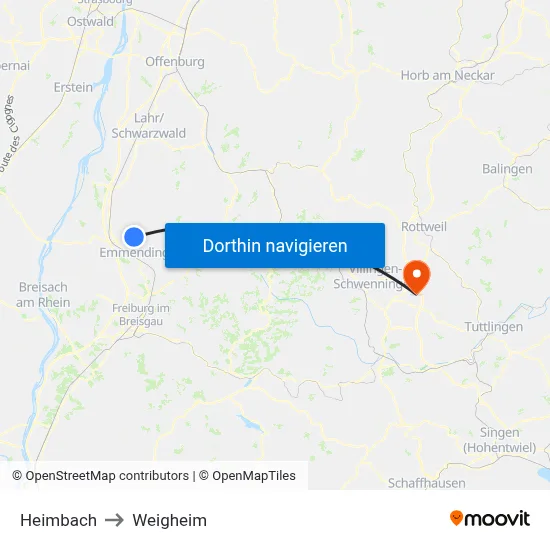 Heimbach to Weigheim map