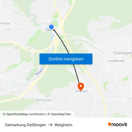 Gemarkung Deißlingen to Weigheim map