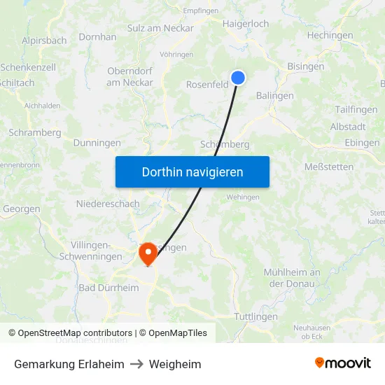 Gemarkung Erlaheim to Weigheim map