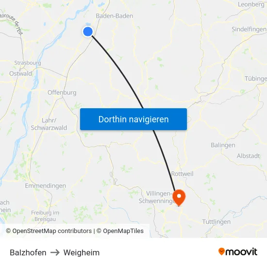 Balzhofen to Weigheim map
