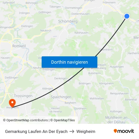 Gemarkung Laufen An Der Eyach to Weigheim map