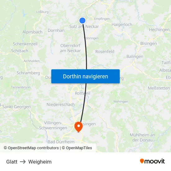 Glatt to Weigheim map