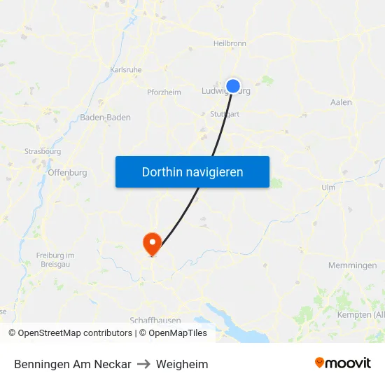 Benningen Am Neckar to Weigheim map