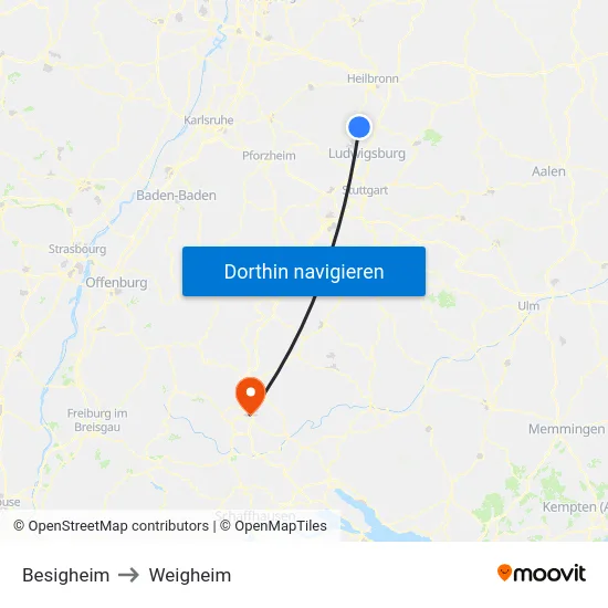 Besigheim to Weigheim map