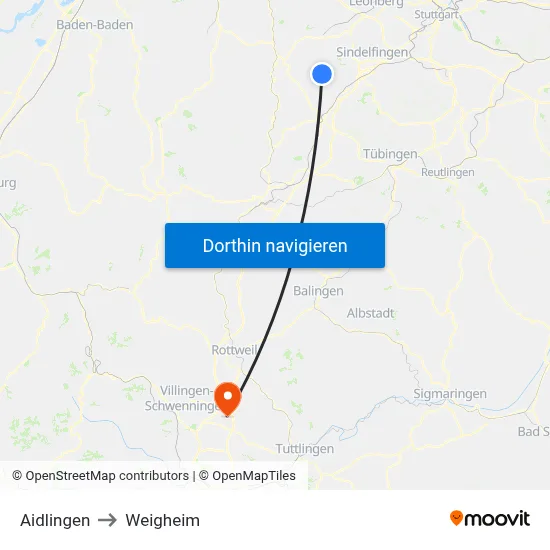 Aidlingen to Weigheim map