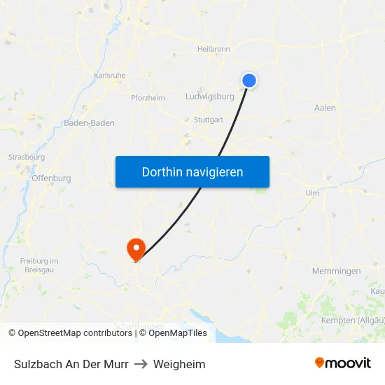 Sulzbach An Der Murr to Weigheim map