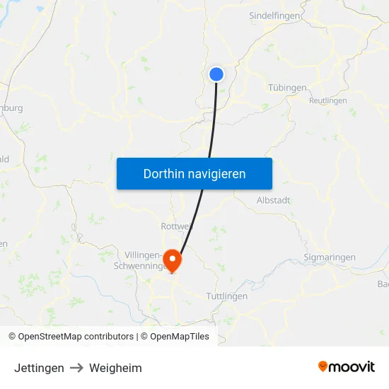 Jettingen to Weigheim map