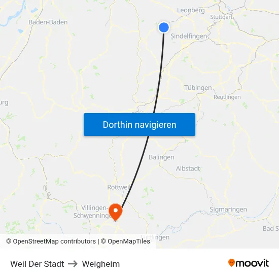 Weil Der Stadt to Weigheim map
