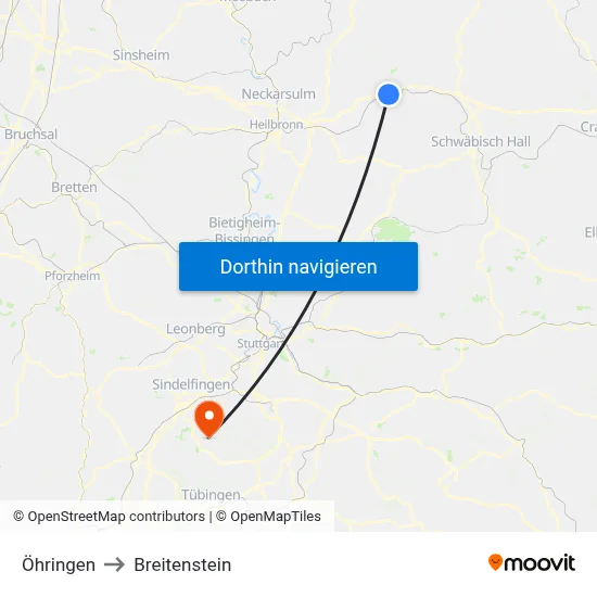 Öhringen to Breitenstein map