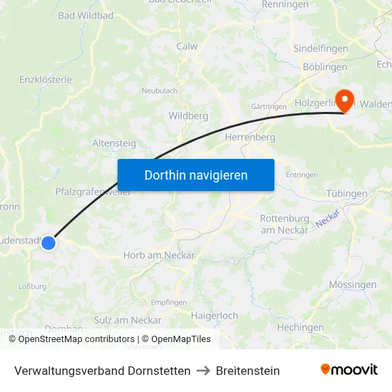 Verwaltungsverband Dornstetten to Breitenstein map