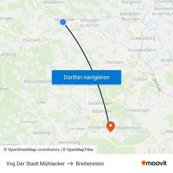 Vvg Der Stadt Mühlacker to Breitenstein map