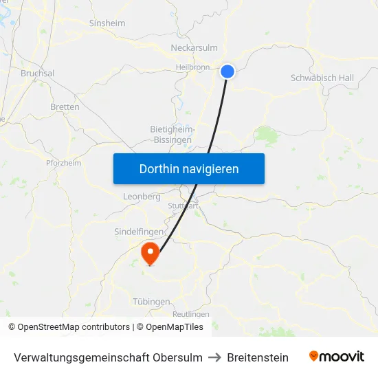 Verwaltungsgemeinschaft Obersulm to Breitenstein map