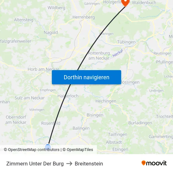 Zimmern Unter Der Burg to Breitenstein map