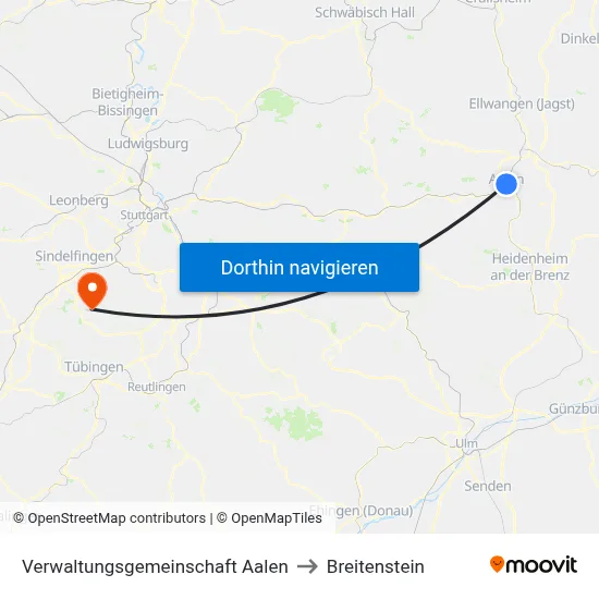 Verwaltungsgemeinschaft Aalen to Breitenstein map