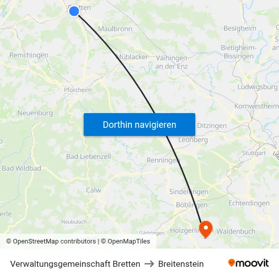 Verwaltungsgemeinschaft Bretten to Breitenstein map