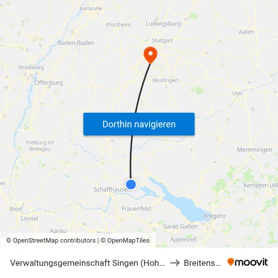 Verwaltungsgemeinschaft Singen (Hohentwiel) to Breitenstein map