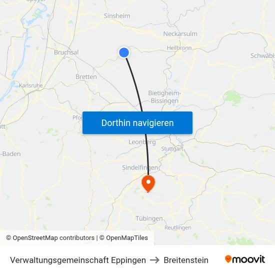 Verwaltungsgemeinschaft Eppingen to Breitenstein map