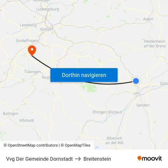 Vvg Der Gemeinde Dornstadt to Breitenstein map