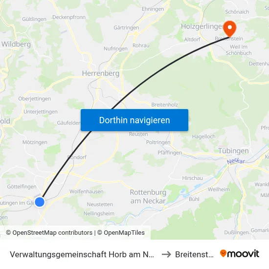 Verwaltungsgemeinschaft Horb am Neckar to Breitenstein map