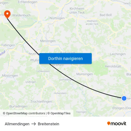 Allmendingen to Breitenstein map