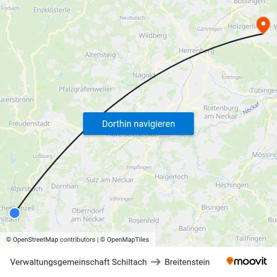 Verwaltungsgemeinschaft Schiltach to Breitenstein map