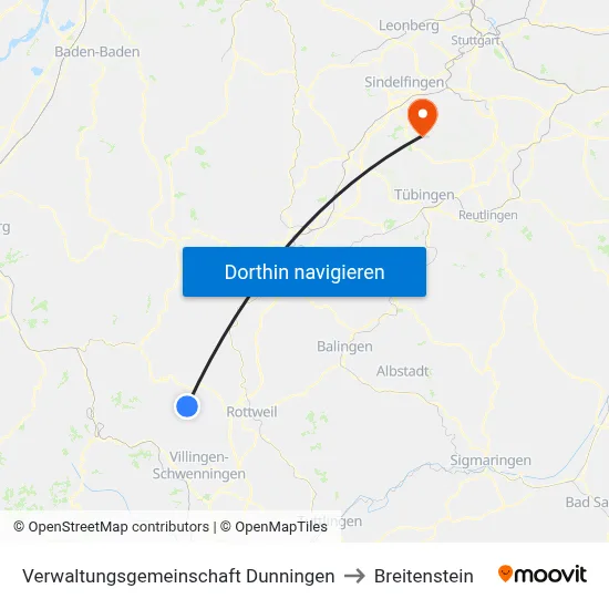 Verwaltungsgemeinschaft Dunningen to Breitenstein map