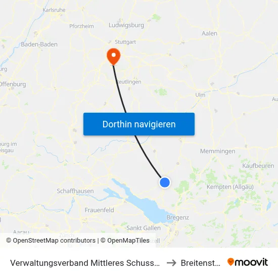 Verwaltungsverband Mittleres Schussental to Breitenstein map