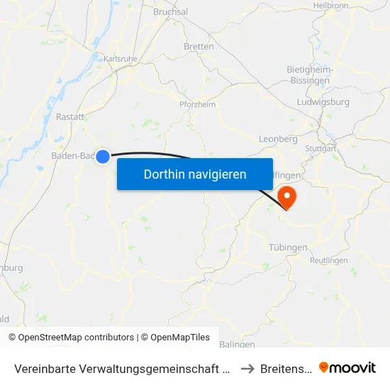 Vereinbarte Verwaltungsgemeinschaft Gernsbach to Breitenstein map