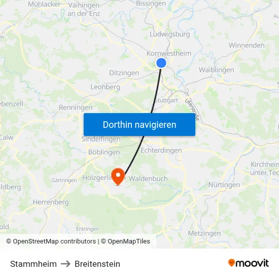 Stammheim to Breitenstein map