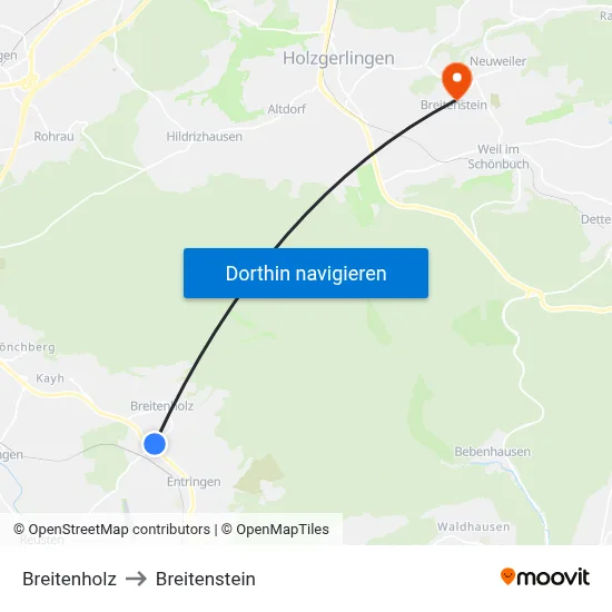 Breitenholz to Breitenstein map