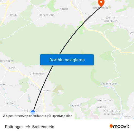 Poltringen to Breitenstein map
