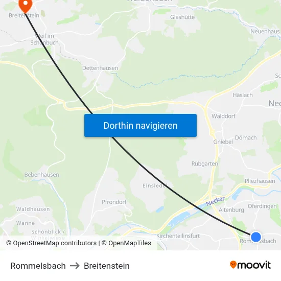 Rommelsbach to Breitenstein map