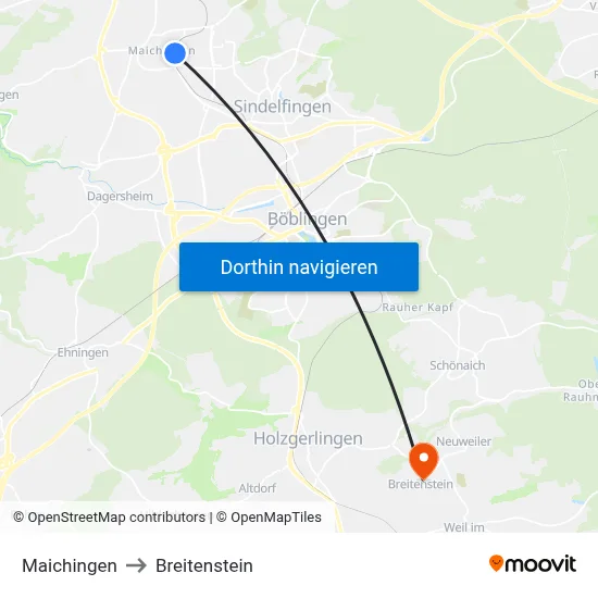Maichingen to Breitenstein map