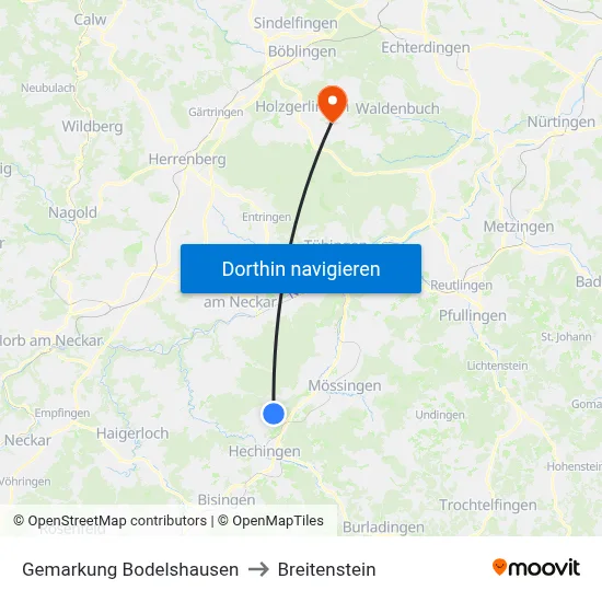 Gemarkung Bodelshausen to Breitenstein map