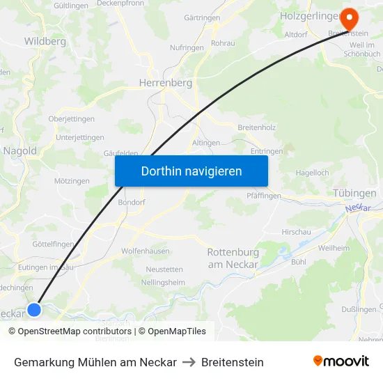 Gemarkung Mühlen am Neckar to Breitenstein map